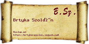 Brtyka Szolón névjegykártya